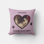 猫の手は記念写真の薄紫 クッション (正面)