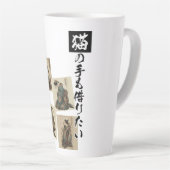 「猫の手も借りたい」猫のイラストアート カフェラテマグ (右アングル)