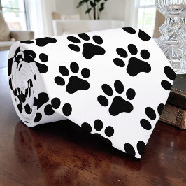 猫の手 レトロ ブラック＆ホワイト オーダーメイド ネクタイ