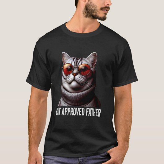 猫の承認済みお父さん 父の日 子猫好き パパ フ Tシャツ (正面)