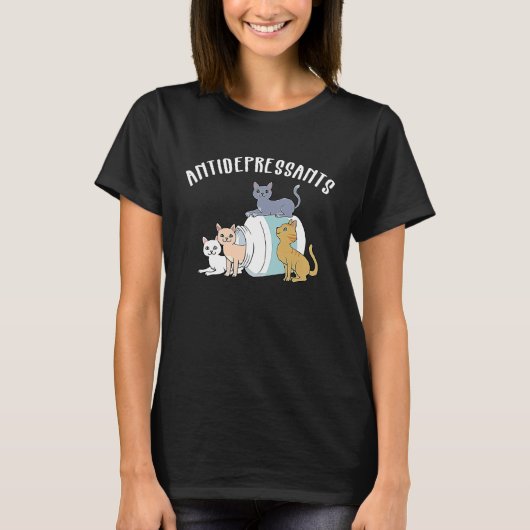 猫の抗うつ薬 猫 Tシャツ (正面)