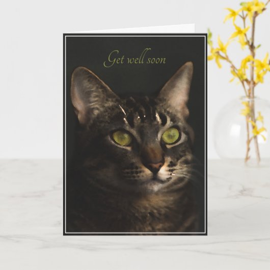 猫の折り畳んだグリーティングカードで体調を整える カード (黄色い花)