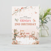 猫の折り紙付きさくらパーティー招待状 招待状 (スタンド正面)