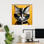 猫の抽象幾何学アート ポスター (ホームオフィス)