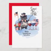 猫の招待状 7月4日 保存日 アメリカ 招待状 (正面/裏面)