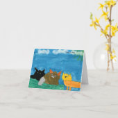 猫の挨拶状 カード (黄色い花)