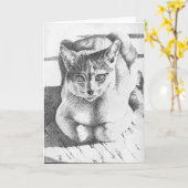 猫の挨拶状 カード (黄色い花)