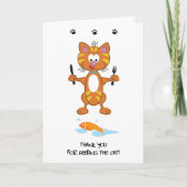 猫の挨拶食べ物を与えカードをありがとう サンキューカード (正面)