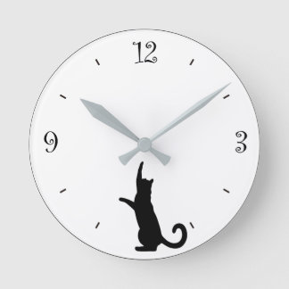 猫の掛け時計 Cat clock ラウンド壁時計