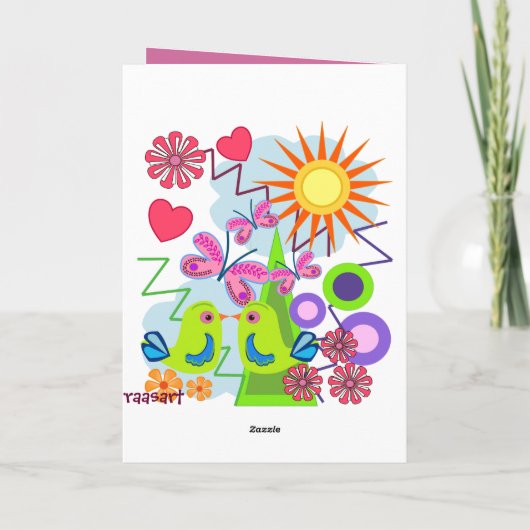 猫の提供の花が付いているかわいい母の日カード カード (裏面)