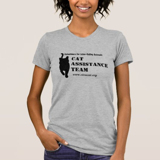 猫の援助のチーム--軽い服装のための黒いロゴ Tシャツ (正面)