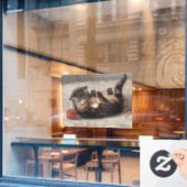 猫の揺りかごは猫の糸遊の玉 ウィンドウサイン (カフェ窓)