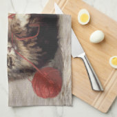 猫の揺りかごは猫の糸遊の玉 キッチンタオル (四つ折り)