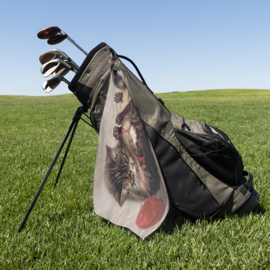 猫の揺りかごは猫の糸遊の玉 ゴルフタオル (グリーン)