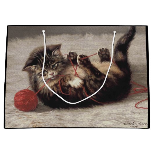 猫の揺りかごは猫の糸遊の玉 ラージペーパーバッグ (正面)