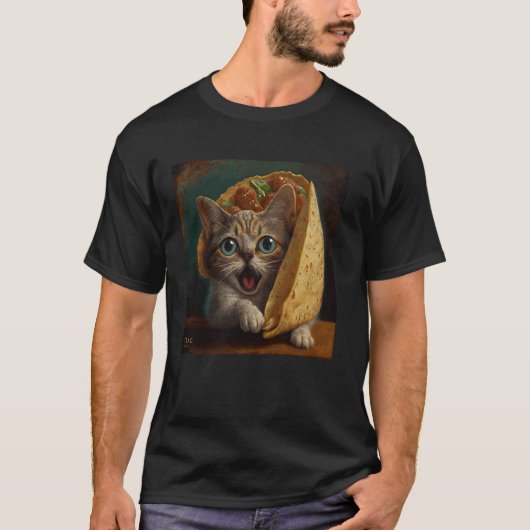 猫の攻撃タコ Tシャツ (正面)