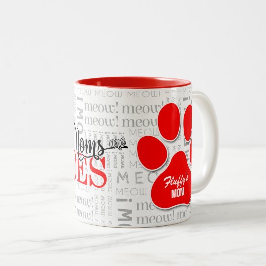 猫の救助|のお母さんは英雄|の赤い足のプリントです ツートーンマグカップ (正面右)