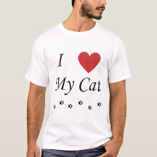猫の文字とハートが大好き Tシャツ