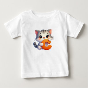 猫の文字CベビーTシャツ ベビーTシャツ