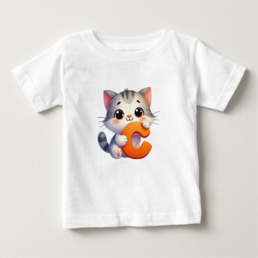 猫の文字CベビーTシャツ ベビーTシャツ (正面)