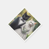 猫の新婦と新郎 スタンダードカクテルナプキン (角)