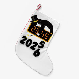 猫の新年ハッピーニューヤイヤソックス スモールクリスマスストッキング