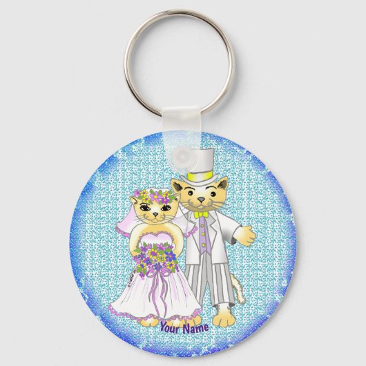 猫の新郎新婦キーチェーン キーホルダー (正面)