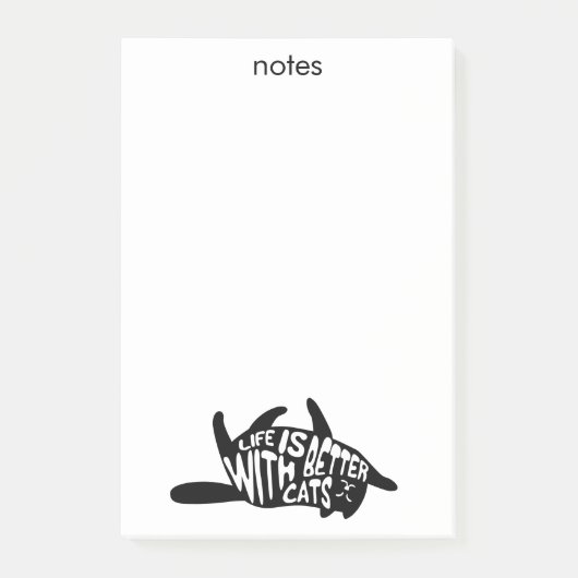 猫の方が暮らし向き |おもしろいタイポグラフィ ポストイット (正面)