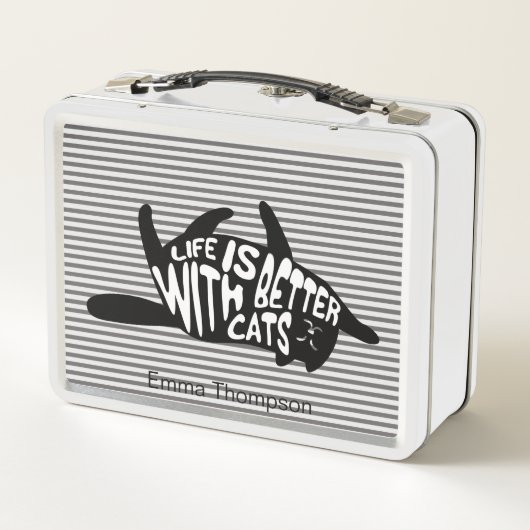 猫の方が暮らし向き |おもしろいタイポグラフィ メタルランチボックス (裏面)