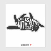 猫の方が暮らし向き |おもしろい猫タイポグラフィ シール (シート)