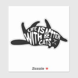 猫の方が暮らし向き |おもしろい猫タイポグラフィ シール