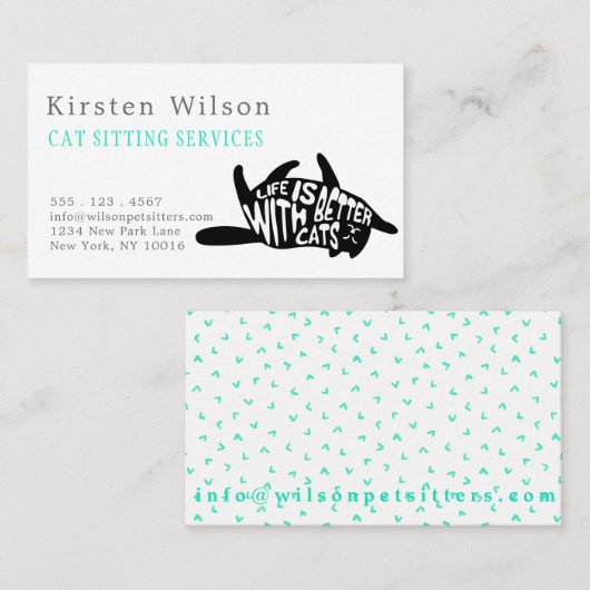猫の方が暮らし向き |猫またはペットの座り 名刺 (正面/裏面)