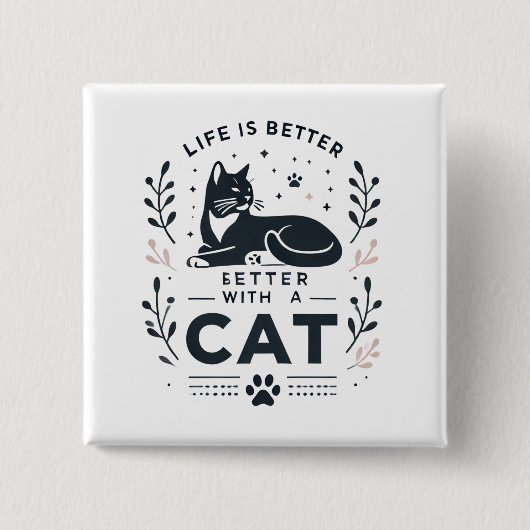 猫の方が暮らし向き 缶バッジ (正面)