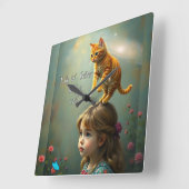 猫の方が良い スクエア壁時計 (傾斜)