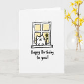 猫の日お誕生日カード 窓辺のねこ カード (黄色い花)