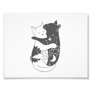 猫の日の猫の夜のイラストレーション-背景を選択 フォトプリント