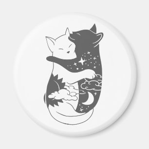 猫の日の猫の夜のイラストレーション-背景を選択 マグネット