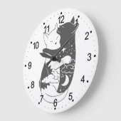 猫の日の猫の夜のイラストレーション-背景を選択 ラージ壁時計 (傾斜)