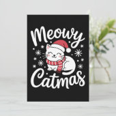 猫の日クリスマス ネコ サンタ 帽子 マフラー クリスマスプレゼント 招待状 (スタンド正面)