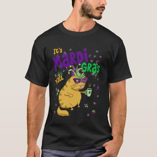 猫の日コーヒーカーニバルパーティーマルディグラサーイ Tシャツ (正面)