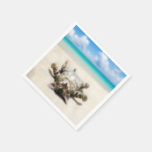 猫の日没ビーチ スタンダードカクテルナプキン (角)