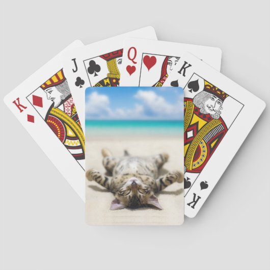 猫の日没ビーチ トランプ (裏面)