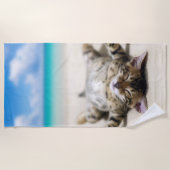 猫の日没ビーチ ビーチタオル (正面)