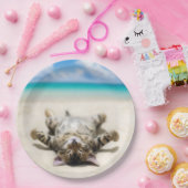 猫の日没ビーチ ペーパープレート (パーティー)