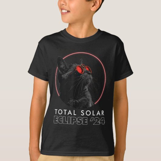 猫の日食グラス 皆既日食 Tシャツ (正面)