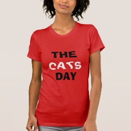 猫の日 楽しい 黒と白のフラットな表情 Tシャツ
