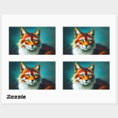 猫の明るい赤の動物のカラフルアートウィスリー 長方形シール (シート)