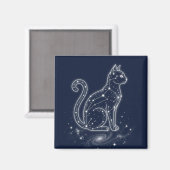 猫の星座が輝く星空の夜 キャットデザイン マグネット (正面/裏面)