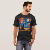 猫の星空の夜 ヴァンゴー 猫好き 感謝祭 Tシャツ (正面フル)