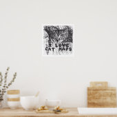 猫の昼寝が大好き ポスター (キッチン)